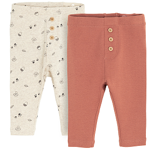 Light grey with mushrooms print and brown joggers- 2 pack