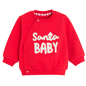 Red sweatshirt with Santa Baby print