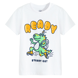 White T-shirt with dinosaur print
