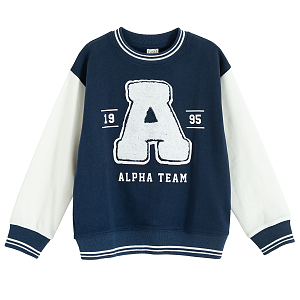 white and blue sweatshirtwith ALPHA TEAM print