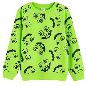 Lime sweatshirt with funny faces print