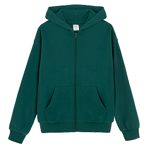 Green hooded zip through sweatshirt