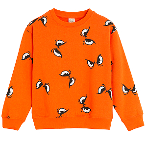 Orange sweatshirt with eyes print