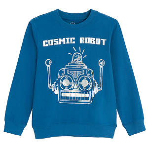 Blue sweatshirt with Cosmic Robot print