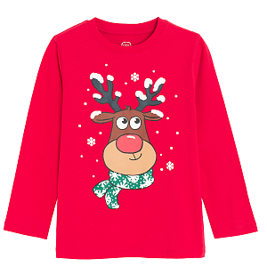 Red blouse with raindeer print