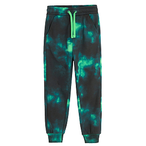 Green tie dye jogging pants