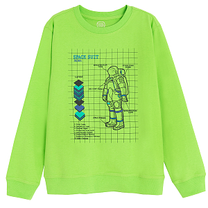 Fluo green sweatshirt with astronaut print