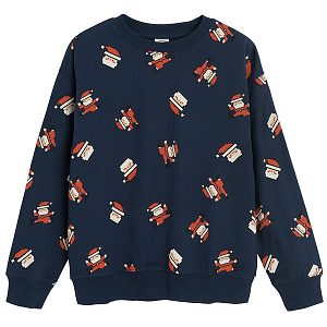 Blue sweatshirt with Xmas print