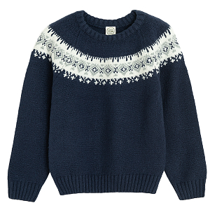 Blue sweater with Xmas pattern