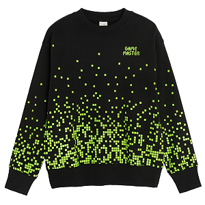 Black sweatshirt with gaming print