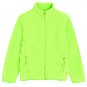 Fluo green zip through sweatshirt