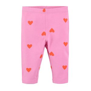 Pink leggings with hearts print