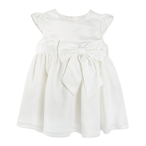 White short sleeve dress with a side bow