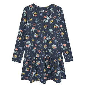 Navy blue floral midi dress