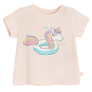 Pink T-shirt with unicorn floaty print