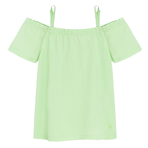 Lime short sleeve blouse with straps