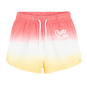 Pink, white and yellow shorts with cord on the waist