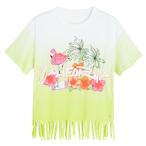 Mint T-shirt with flamingo and California print