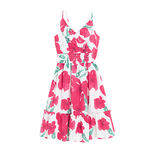 Long pink floral sleeveless dress