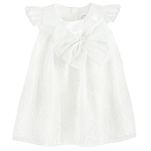 White short sleeve dress with bow on the side