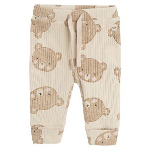 Ecru jeggings with bear print