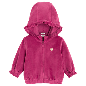 Burgundy hooded zip through sweatshirt