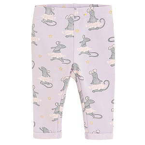 Violet leggings with mouse ballerina print