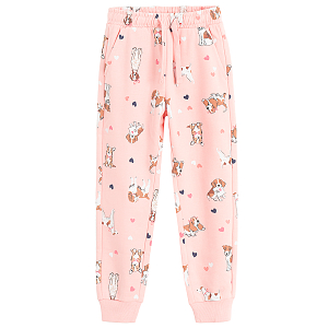 Pink jogging pants with dogs print