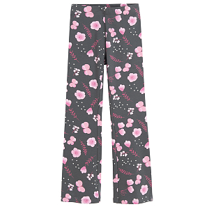 Grey with pink flowers print jeggings