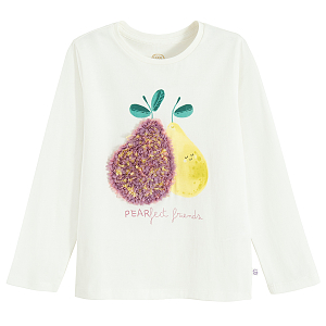 White long sleeve blouse with pears print