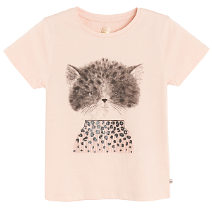 Pink T-shirt with cat print