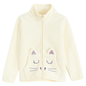 Light grey zip through sweatshirt with cat pockets