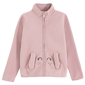 Violet zip through sweatshirt with dog print on pockets