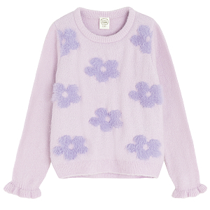 Violet sweater with flowers print