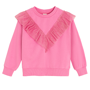 Pink sweatshirt with ruffles