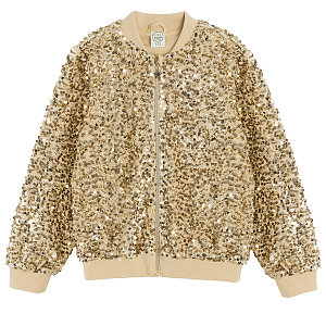 Gold sequins zip through sweatshirt