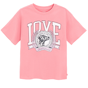 Pink T-shirt with dog and LOVE print