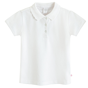 White short sleeve polo blouse