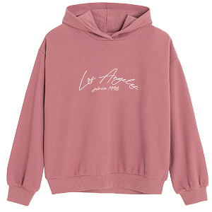 Pink hooded sweatshirt with Los Angeles print