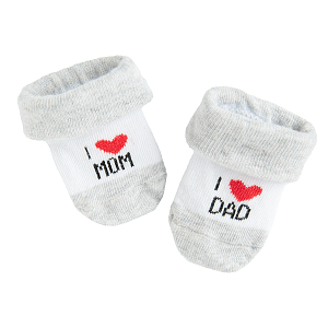 Newborn socks- I love mom and I love dad print