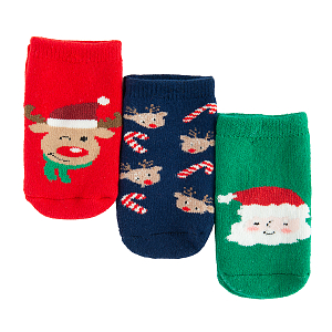 Terry socks with Xmas print- 3 pack