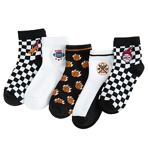 Ankle socks with balls print- 5 pack