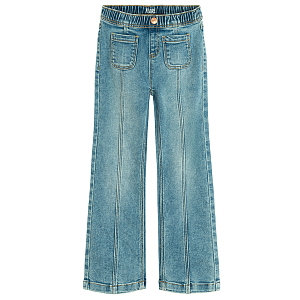 Blue wide leg denim trousers