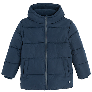 Blue zip through winter jacket