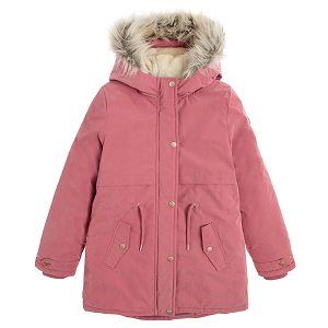 Brick long hooded jacket