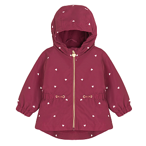 Burgundy hooded zip through light jacket