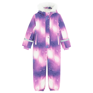 Purple tie dye hooded snowsuit