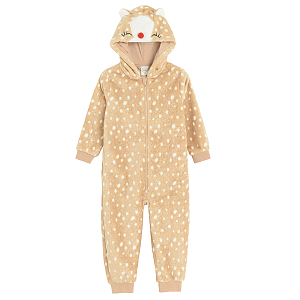 Raindeer footless hooded night overall