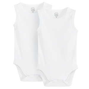 White sleeveless bodysuits- 3 pack