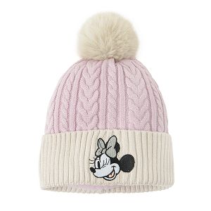 Minnie Mouse white and pink cap with pom pom